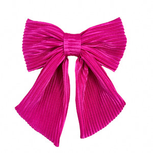 Magenta Pink Pleated Hair Bow