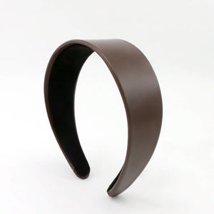 Chocolate Brown Vegan Leather Wide Headband ￼