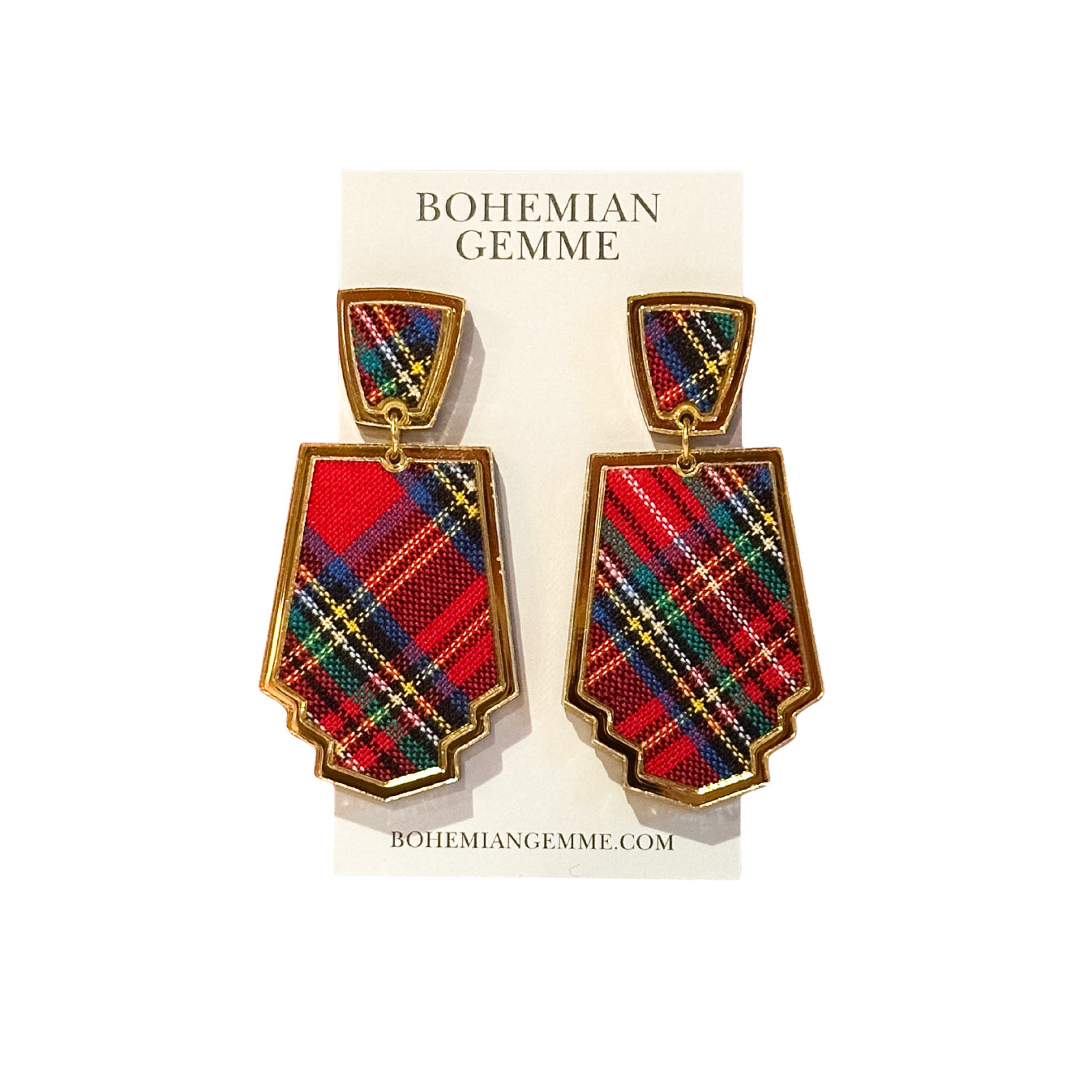 Red Tartan Deco Dangles
