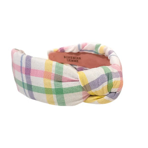 Pastel Plaid Knotted Headband