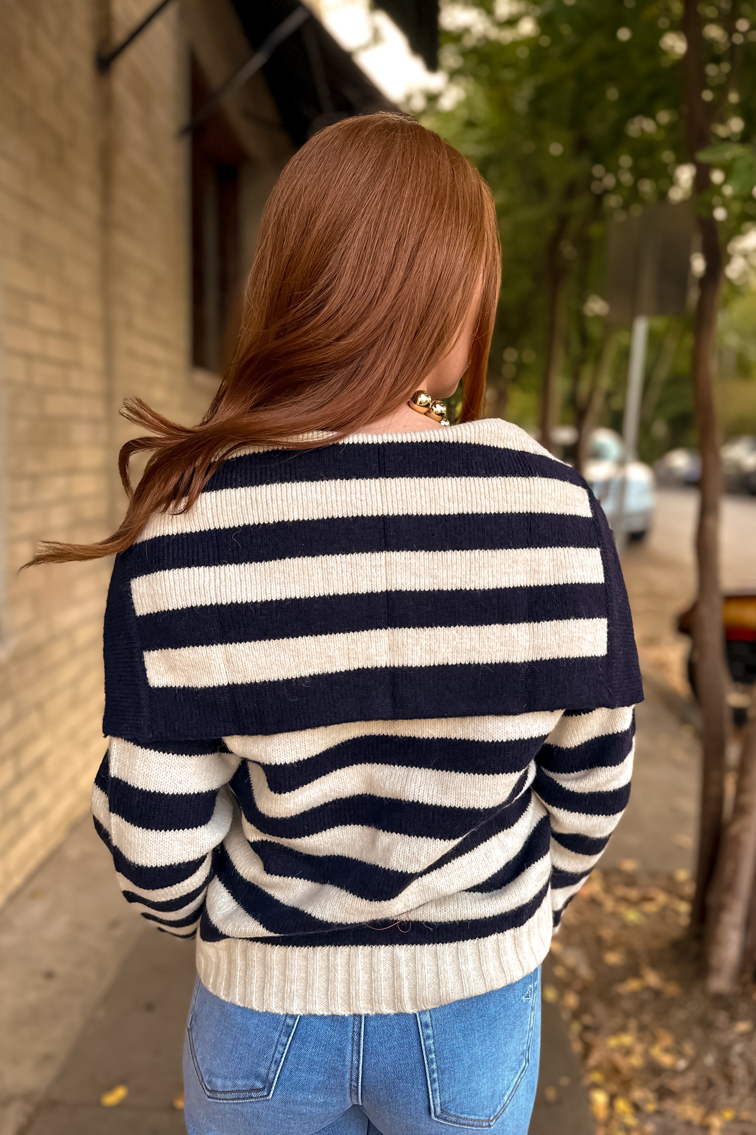 Blue Stripe Knit Sweater