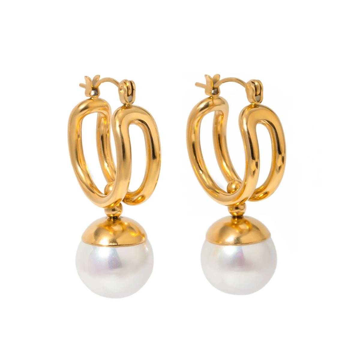 Claire Pearl Hoop Earrings