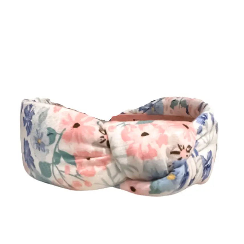 Pink and Blue Floral Knotted Headband