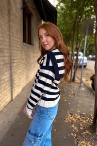 Blue Stripe Knit Sweater