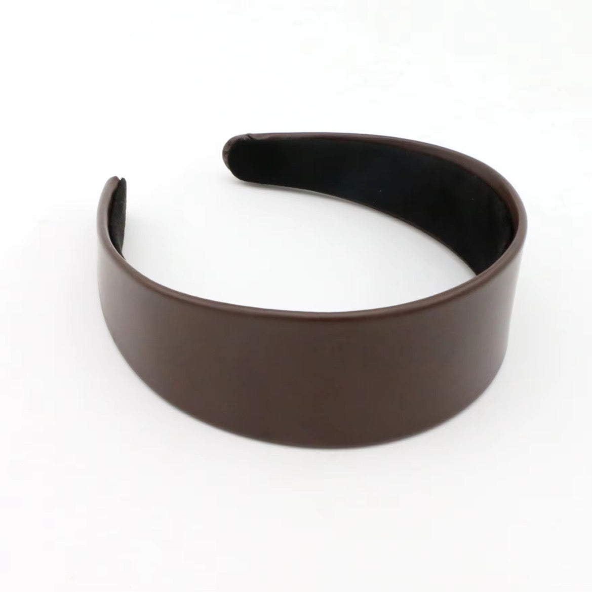 Chocolate Brown Vegan Leather Wide Headband ￼