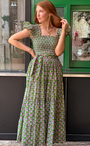 Elizabeth Maxi Dress- Green Floral