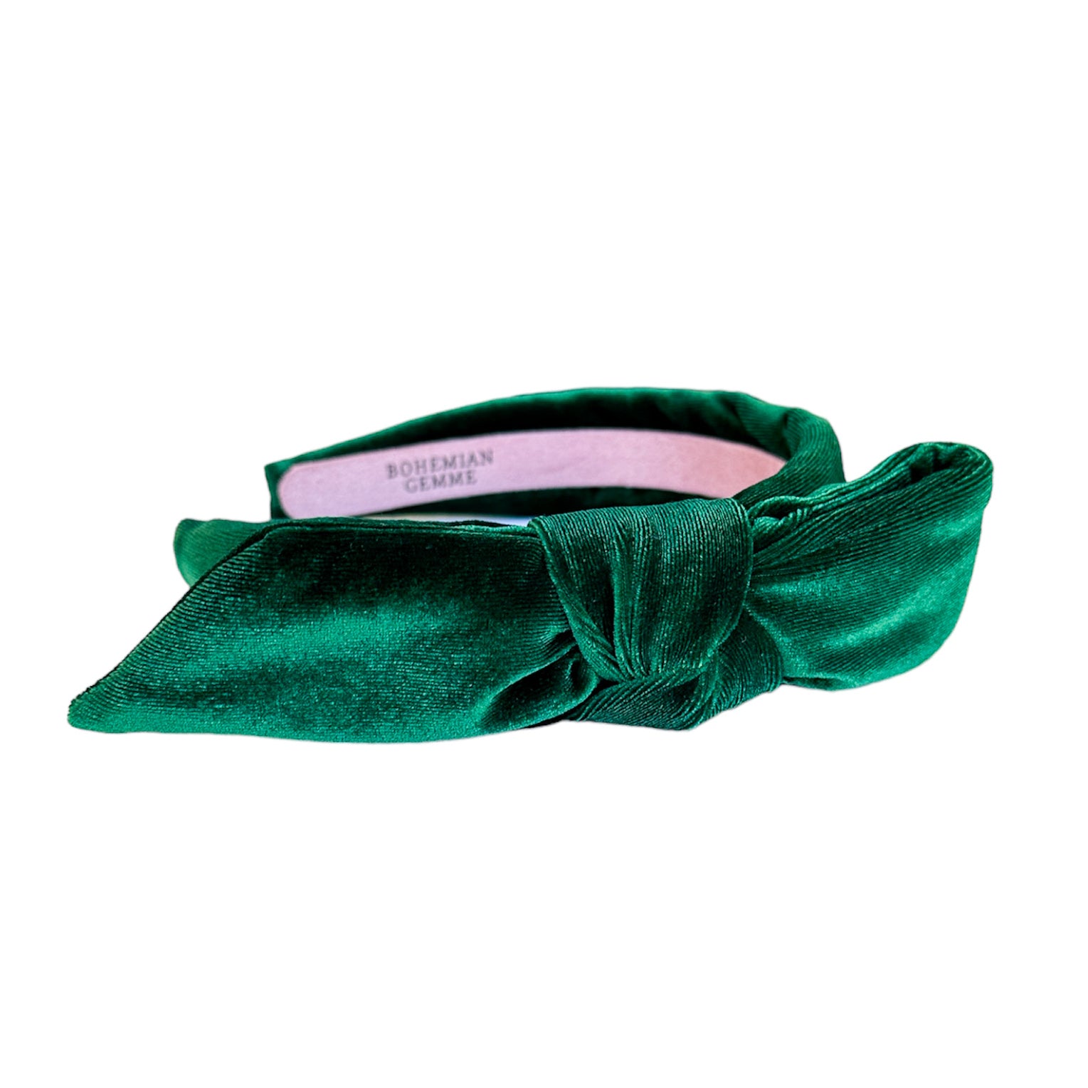 Hunter Green Velvet Side Bow  Headband