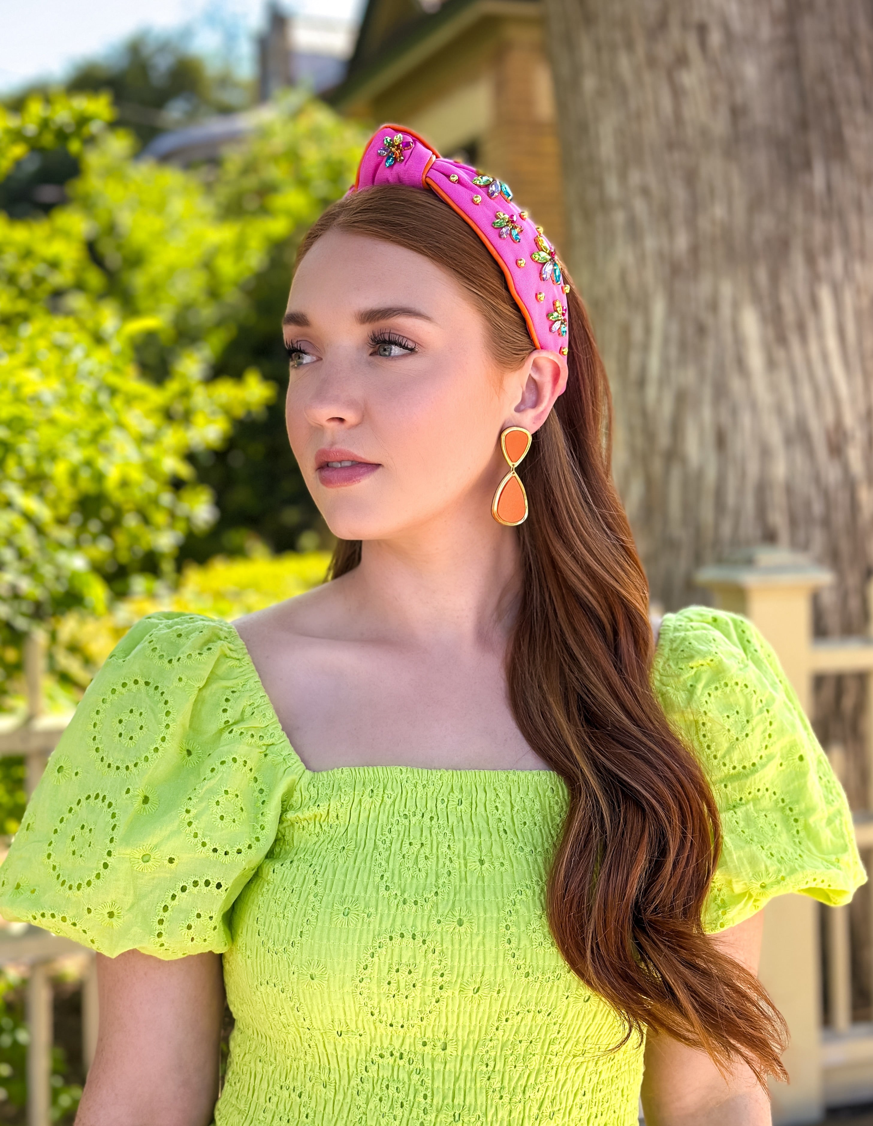 Lime Smocked Eyelet Dress