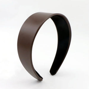 Chocolate Brown Vegan Leather Wide Headband ￼
