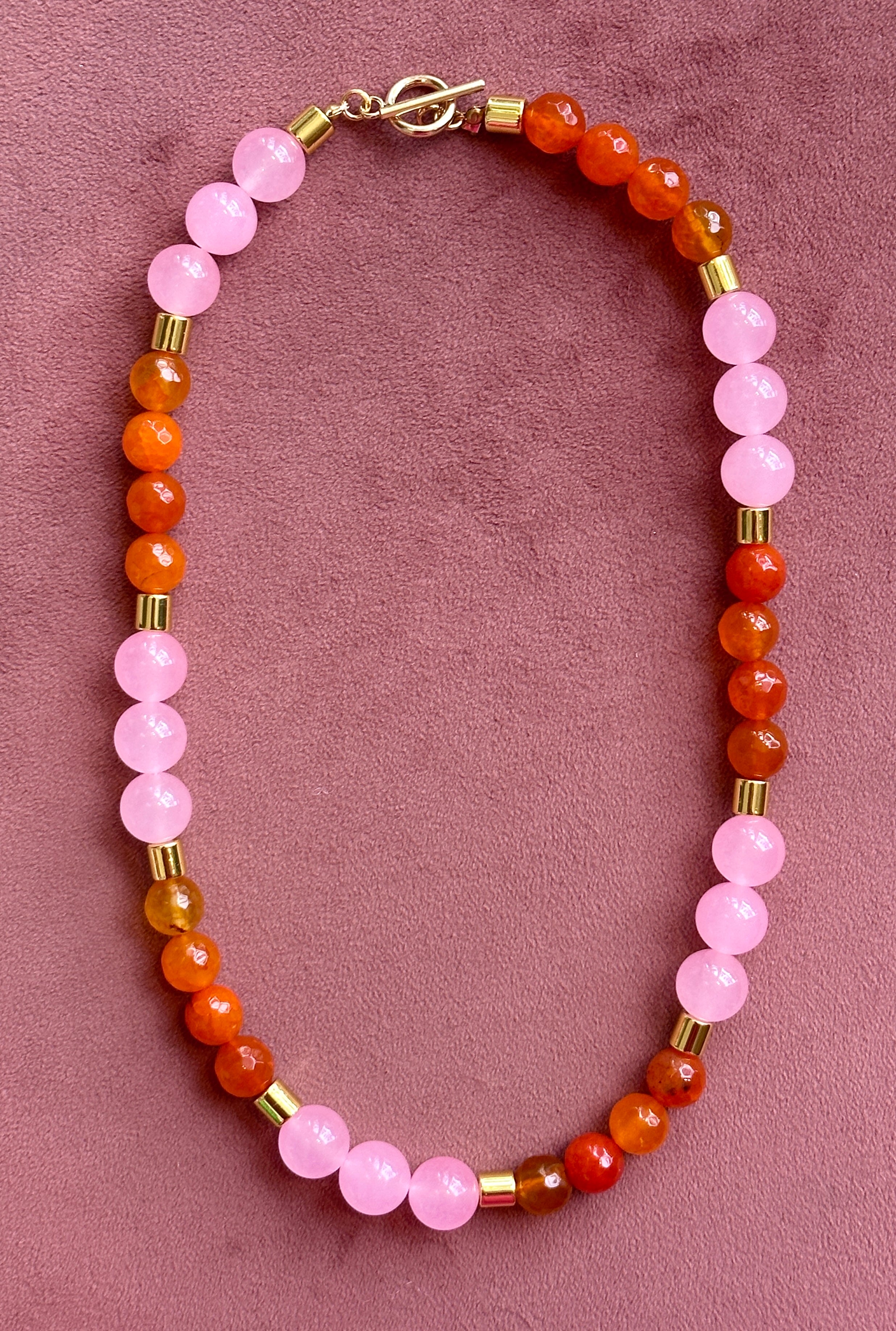 Pink and Orange Gemstone Necklace
