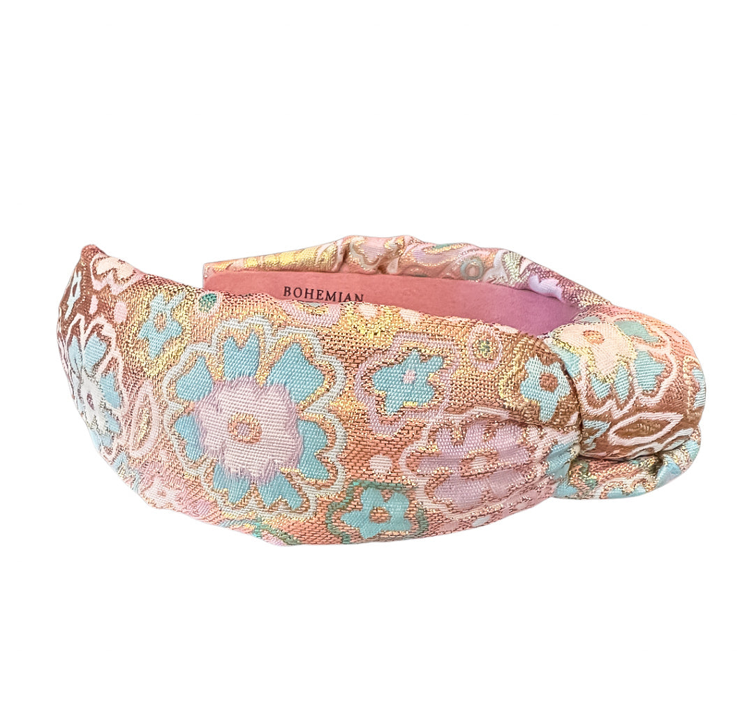 Spring Floral Brocade Knotted Headband