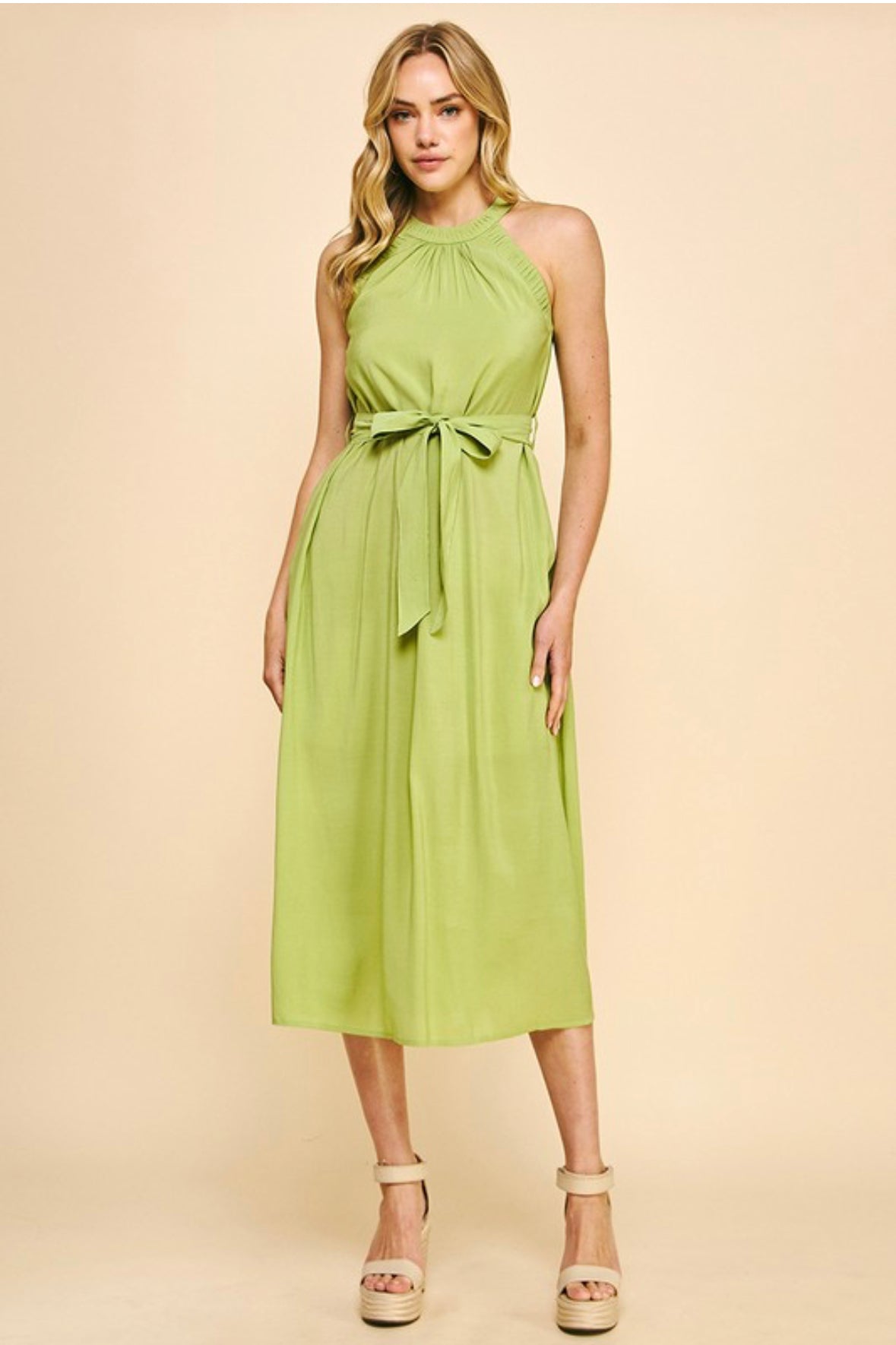 Pistachio Halter Midi Dress