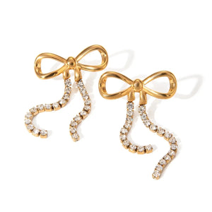 Olivia Gold Bow Statement Earrings