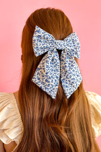 Piper Blue and White Floral Hair Bow