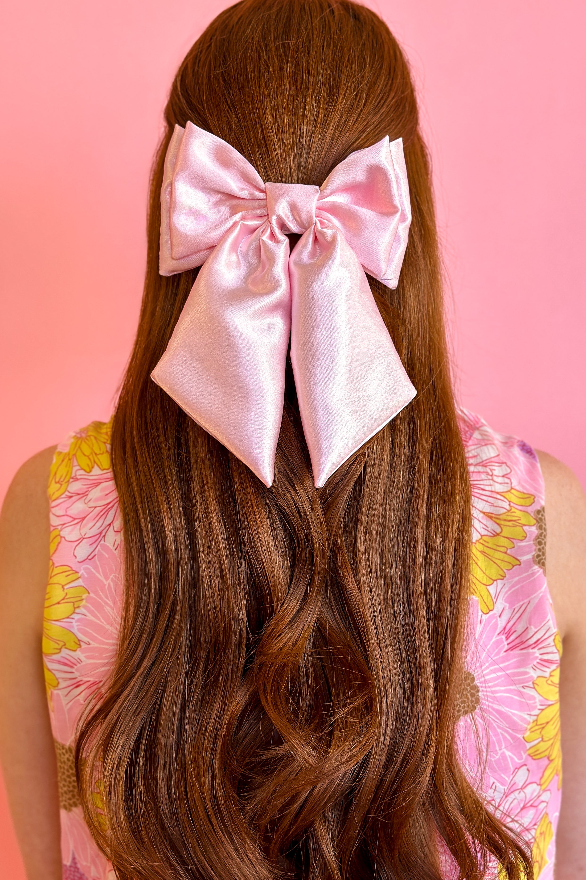 Pastel Pink Satin Hair Bow