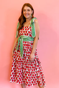 Bohemian Gemme Strawberry Print Midi Dress