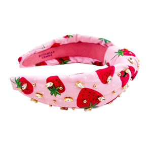 Strawberry Print Knotted Headband