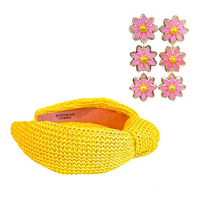 Yellow Raffia + Pink Daisy Duo