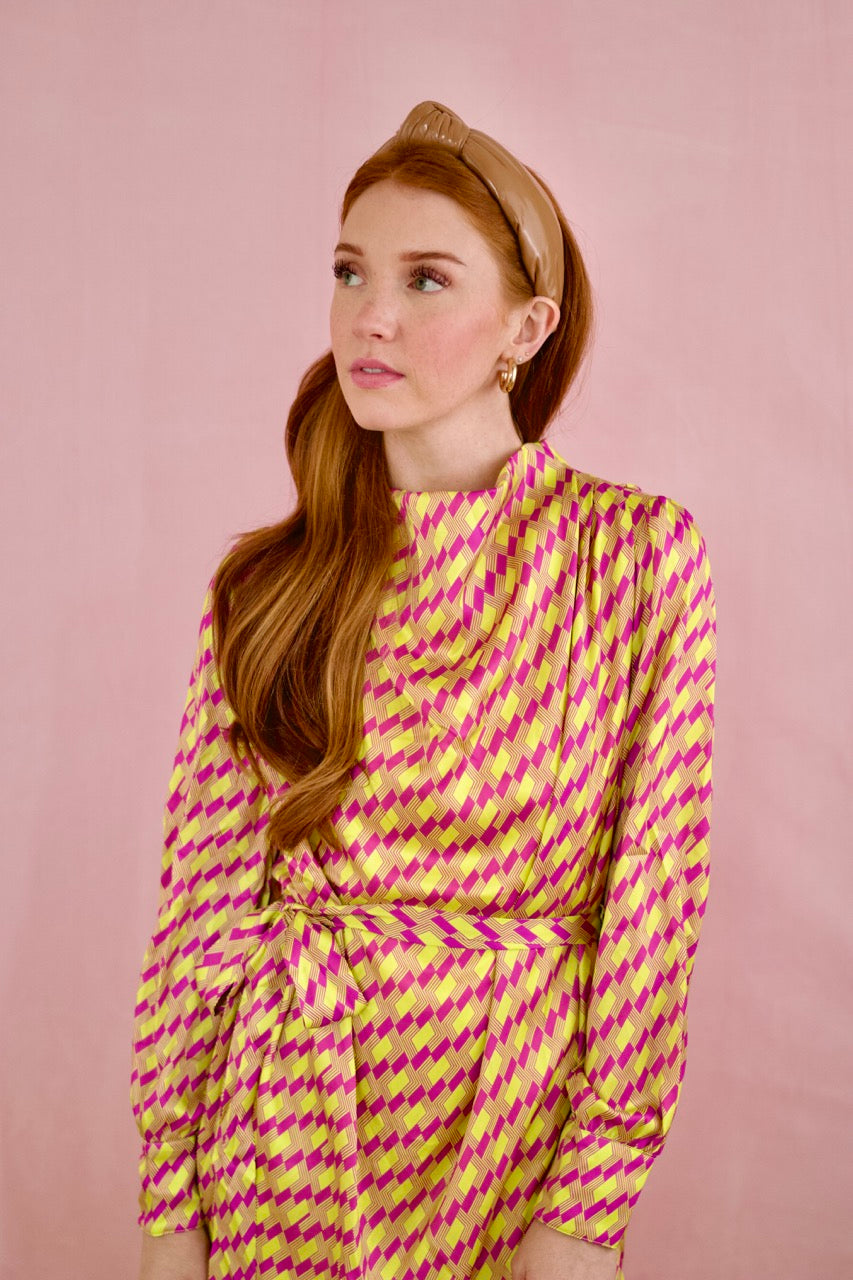 Tiffany Geo Print Cowl Neck Dress