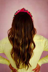 Pink Velvet Jeweled Headband