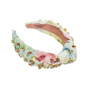 Vintage Textile Floral Watercolor Knotted Headband
