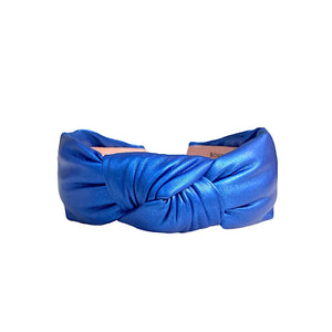 Blue Metallic Topknot Headband