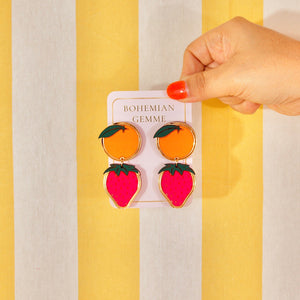 Bella Orange and Strawberry Dangle Earrings