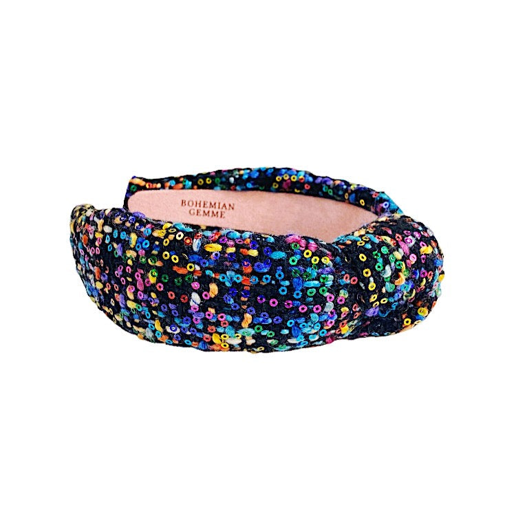 Rainbow Tweed Topknot Headband