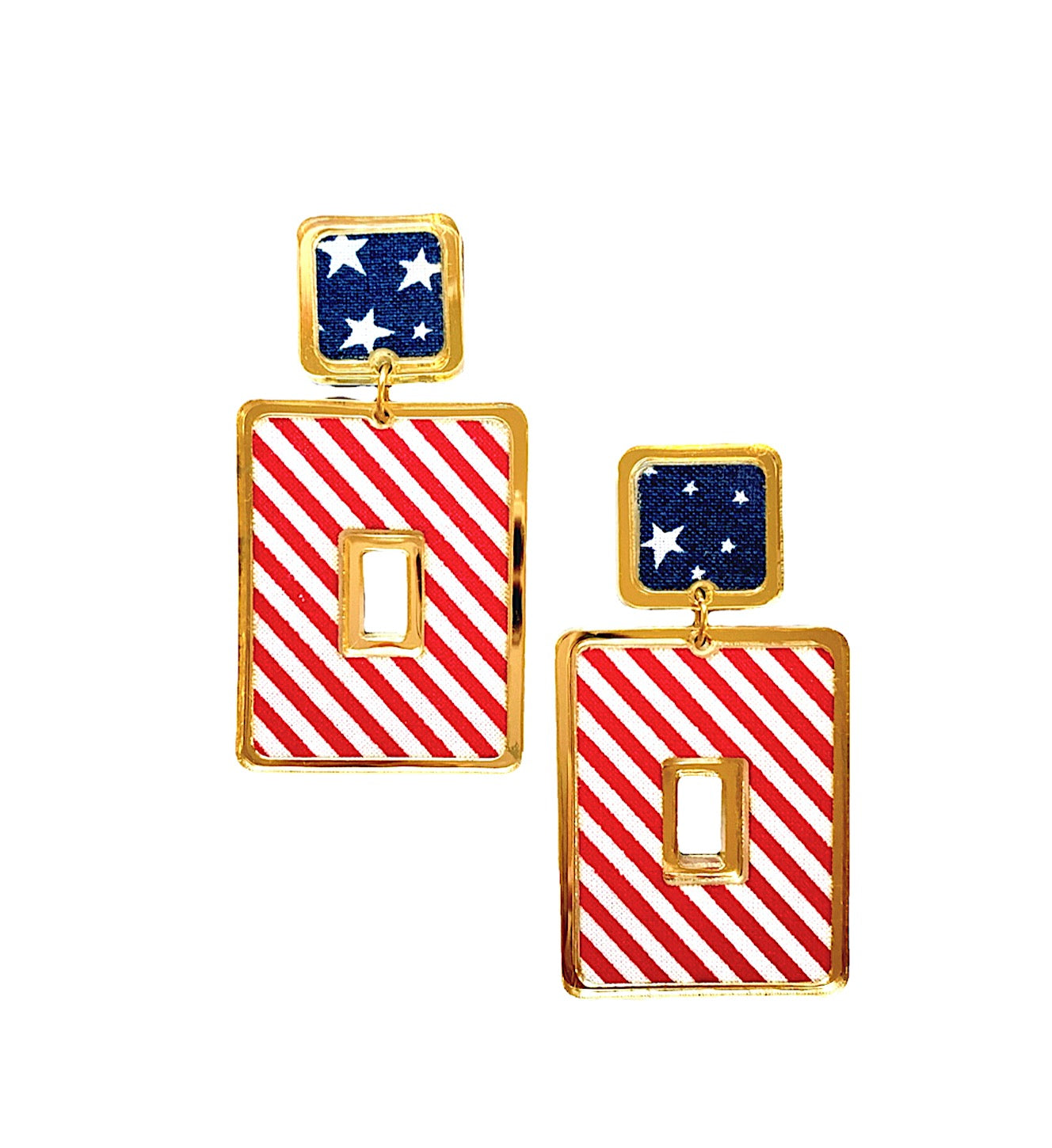 Rectangle Stars and Stripes Earrings