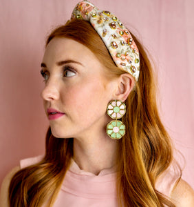 Vintage Textile Peach Embellished Knotted Headband