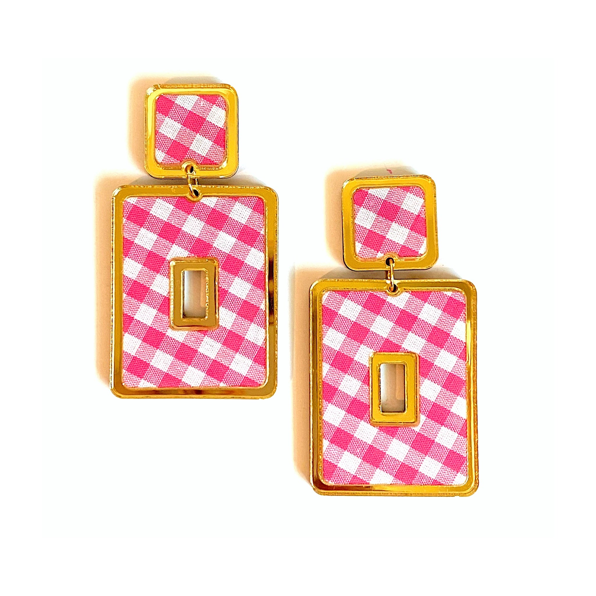 Gingham Rectangle Statement Earrings (More Colors)