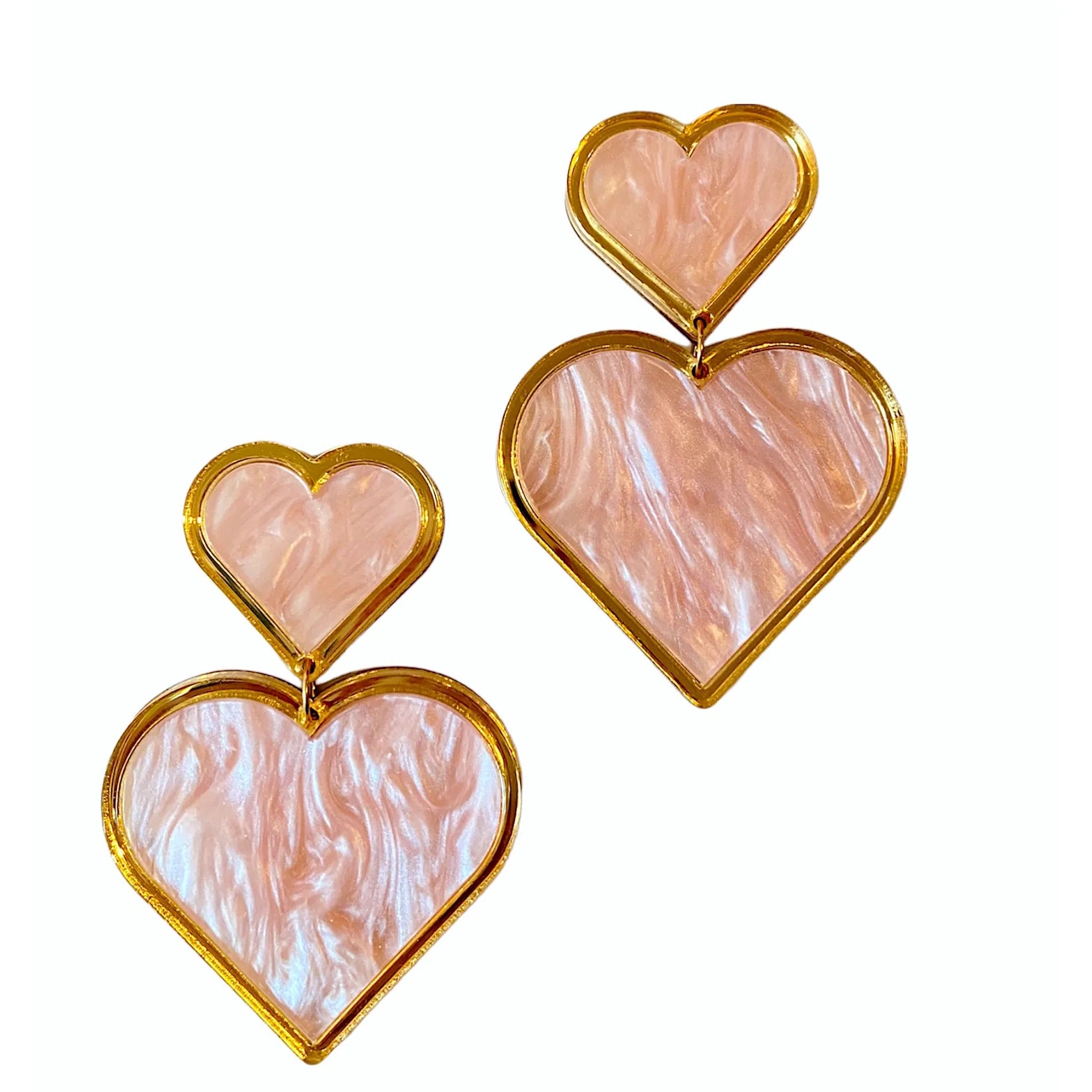 Light Pink Heart Statement Earrings