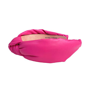 Pink Faux Leather Topknot Headband