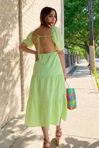 Ava Lime Green Backless Dress